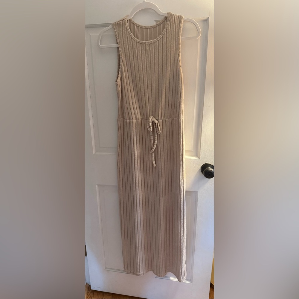 SHEIN Cream Ribbed Maxi Dress